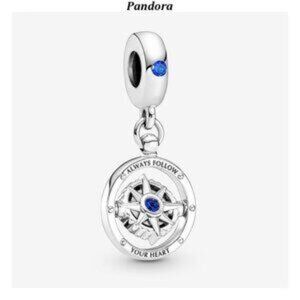 Pandora Silver Charm with Blue Gemstone